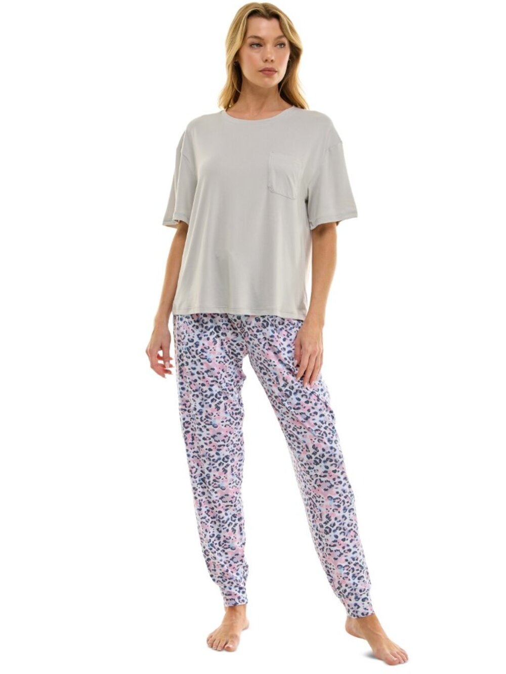 * 2021 Roudelain Women's Printed Jogger Pajama Pants - Carmine Leopard - Picture 4 of 8